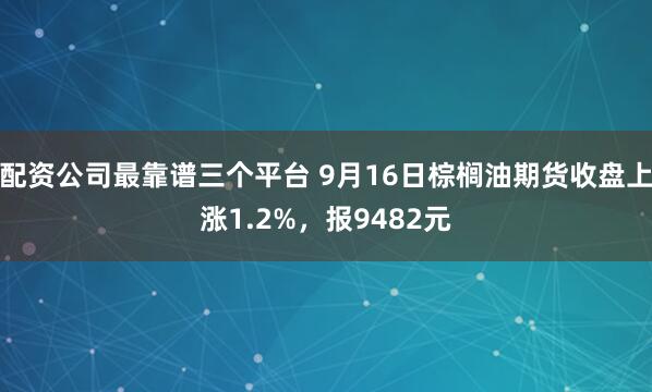 配资公司最靠谱三个平台 9月16日棕榈油期货收盘上涨1.2%，报9482元